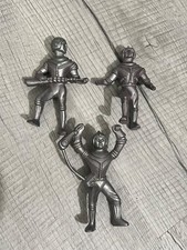 1950's Atomic Age Vintage Ajax Archer Hard Plastic Spaceman Silver Set of 3