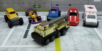 Driven By Battat Set Of 6 With Ultra Rare Gold Crane Plus Race Car & Ambulance