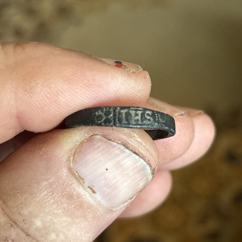 17th Century Jesuit Brass I.H.S. Ring Dug Munnsville NY Oneida