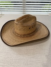 Justin Bent Rail Western Straw Hat Natural Straw Size 6 7/8 55 cm Cowboy Style