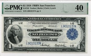 1918 FRBN       San Francisco    $1  dollar  Fr# 743   PMG 40