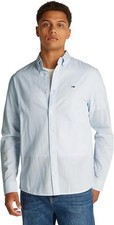 CAMICIA CAMICIE UOMO TOMMY JEANS DM0DM20875 COTONE CELESTE ORIGINALE PE 2025