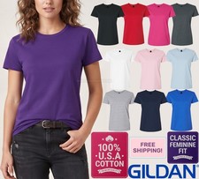 Gildan Ladies 100 USA Cotton T-Shirt Womens Comfortable Short Sleeve Tee XS-3XL