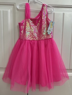 Cat&Jack NWT Girls Bright Pink Party Dress Sequin Top Tulle Skirt Size 6/6X