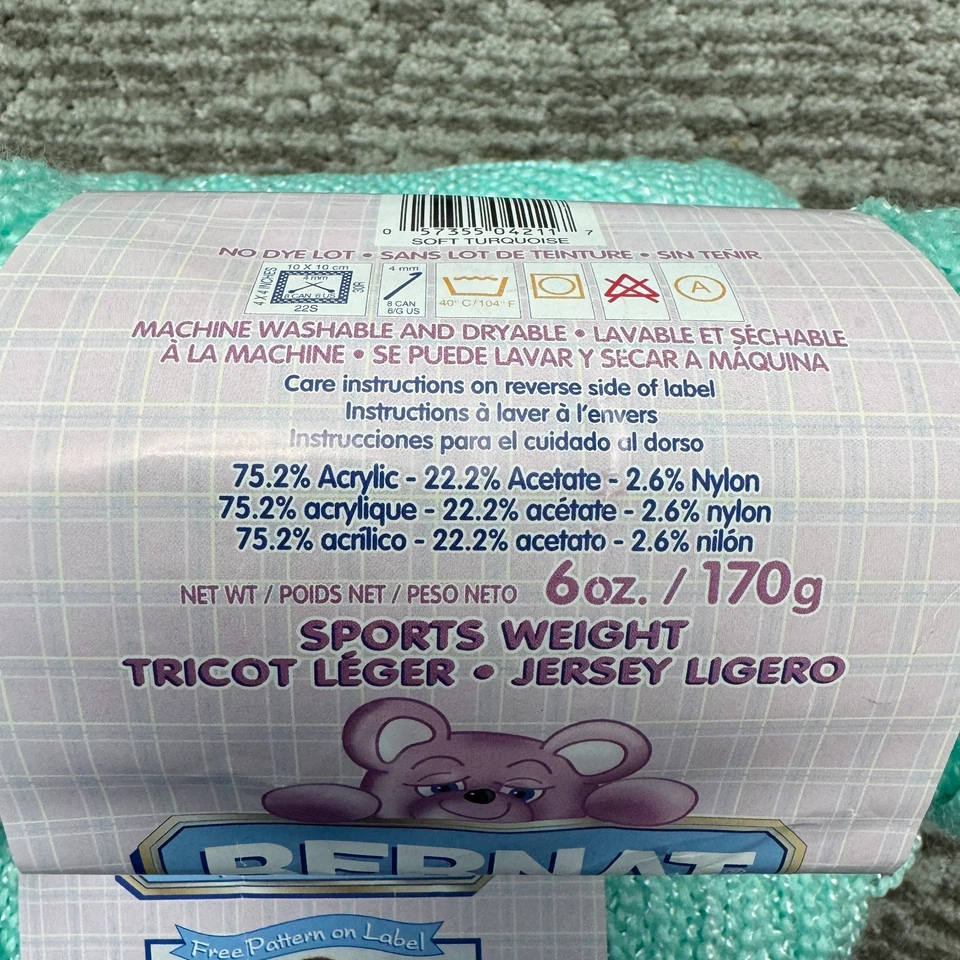 Bernat Baby Coordinates Afghan 5 madejas 6 oz Ea Sports peso verde menta-RARO Foto 3 de 4