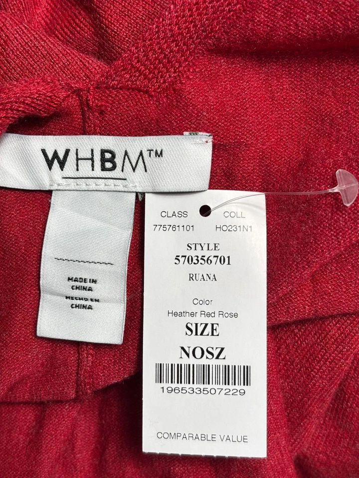 Suéter Ruana Frente Abierto Casa Blanca Mercado Negro Mujer Talla Única Rojo NUEVO Foto 3 de 4