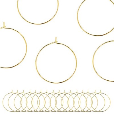 BEADNOVA Wine Charm Rings 60pcs Gold Plated 25mm / 0.98 inch,