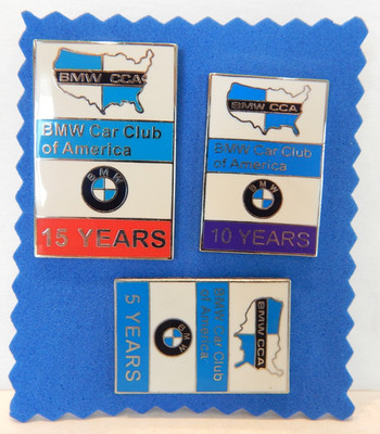 BMW Car Club of America 5 Year, 10 Year, 15 Year Enamel Pins BMW / CCA -Lot Of 3