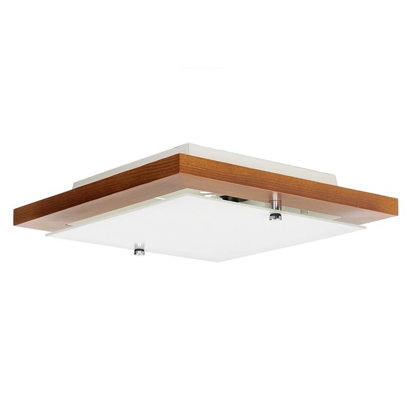 Deckenleuchte Holz Rustikal Quadratisch Eckig Flach Erin Wohnzimmer Flur Lampe-image