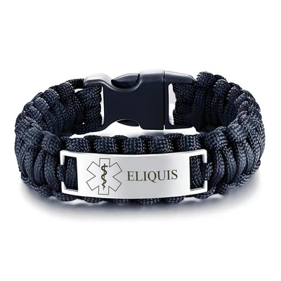 Paracord Armband mit medizinischer Warn-ID ELIQUIS Outdoor Survival Armbänder - Bild 1 von 4