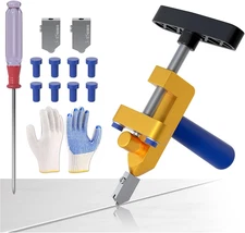 Glass Tile Cuttter with 3 Tungsten Steel Blade, 2-In-1 Manual Tile Cutter Too...