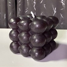 Handmade Black Bubble Cube Candle Unscented Paraffin Wax 2.25