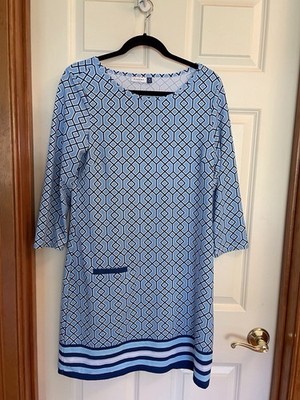 Cabana Life Cabana Shift Bondi Dress UPF 50 , Blue Print Sz MEDIUM