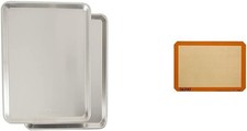 Natural Aluminum Commercial Baker's Half Sheet 2-Pack Silver & Silpat Premium
