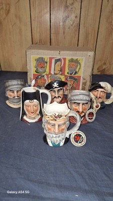 Nasco Toby Mugs complete set of 6 Original Box King Maid Knight Pirate Crusader