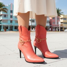 Women Gold Metal Boot Chain Bracelet Shoe Bow Infinity Charm Night Club PAIR