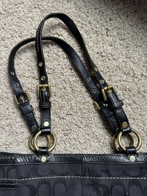 Coach Medium Black Signature Shoulder Bag E0768-11237 | eBay