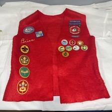 Vintage Handmade Vest Red With 38 SW Ohio area Scout Patches.