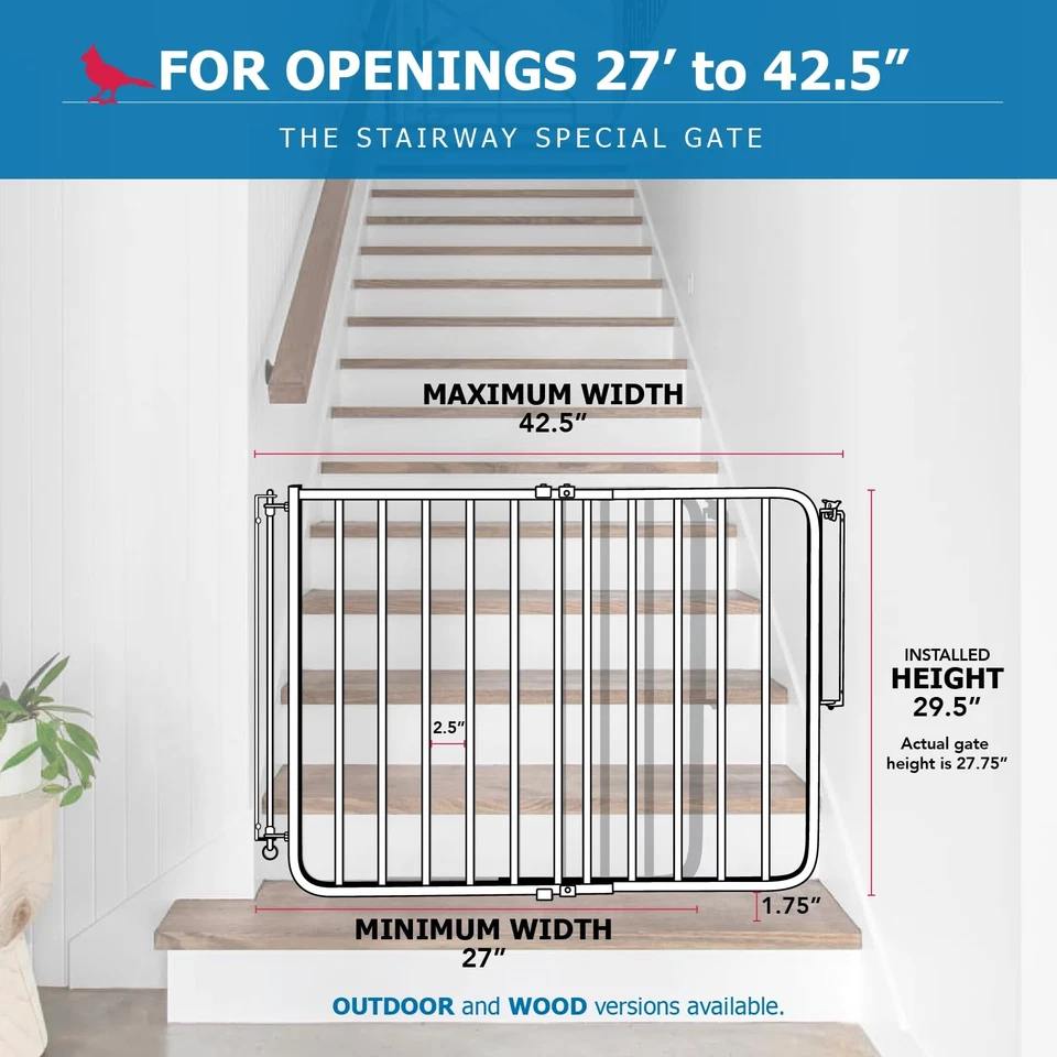 Puerta especial para bebé escalera SS30 para parte superior de escaleras - puerta interior ajustable para perros... Foto 4 de 4