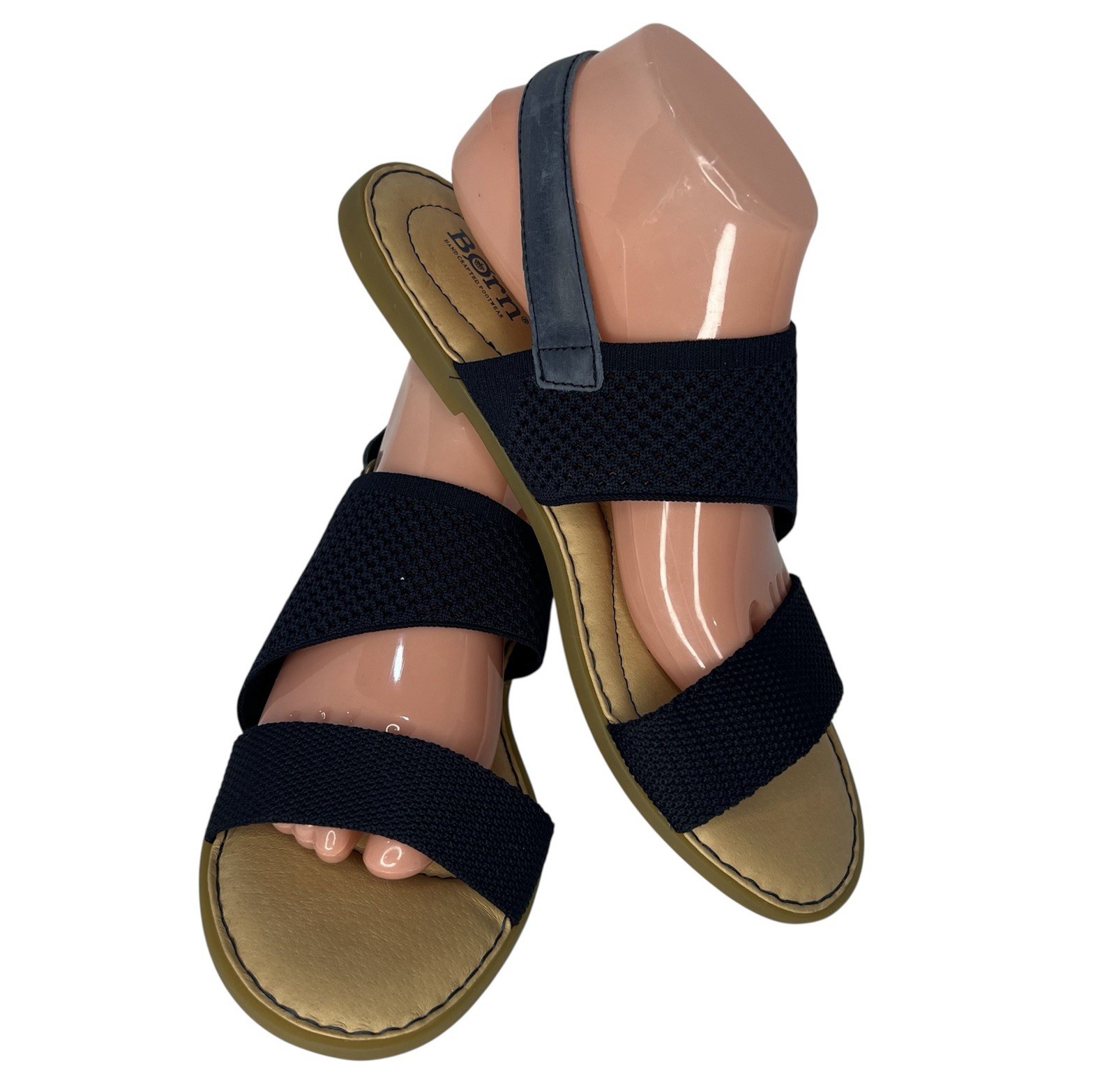 APL Sandali donna Born Hanz pelle tessuto blu navy slingback maglia piatti taglia 10M