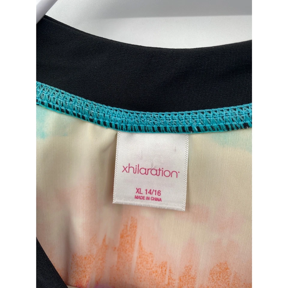 Xhilaration Multicolor Tie Dye Short Sleeve Rash guard Girl's Size XL 14/16 - Image 3 of 4