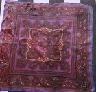 Vintage purple & gold Paisley Pattern Silk Square Scarf 19"x19"