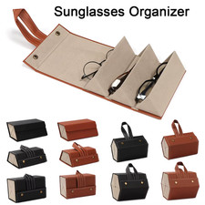 PU Leather Glasses Organizer Multi-Slot Folding Travel Case Display Sunglasses