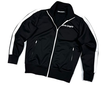 Auth Men's PALM ANGELS Logo Black Basic Full Zip Track Jacket Casual Size S/M