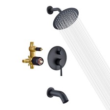SUMERAIN Matte Black Tub and Shower Faucet Set  8 Inches Rain Shower Head, B...