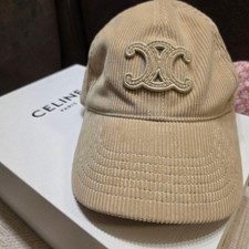 Celine Hat Hard To Obtain Corduroy Cap Beige M Limited Edition VHTF Designer Col
