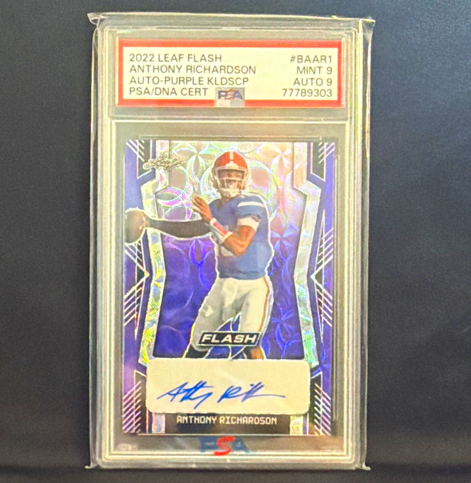 Leaf 2022 Flash Anthony Richardson Rookie Auto Purple Kaleidoscope /15 BA-AR1