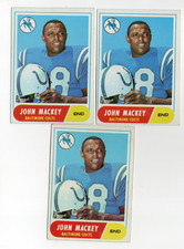 JOHN MACKEY BALTIMORE COLTS #74 1968 TOPPS VG-EX 3X LOT VINTAGE