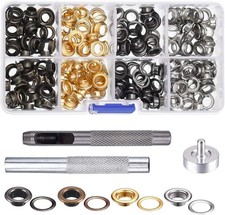 200 Sets 1/4" Leather Grommet Kit 6mm Metal Eyelets with 3 Setting Tools DIY