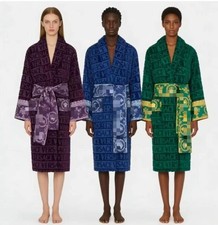 2026Unisex cotton cut pile luxury jacquard couple bathrobe long sleeve home wear