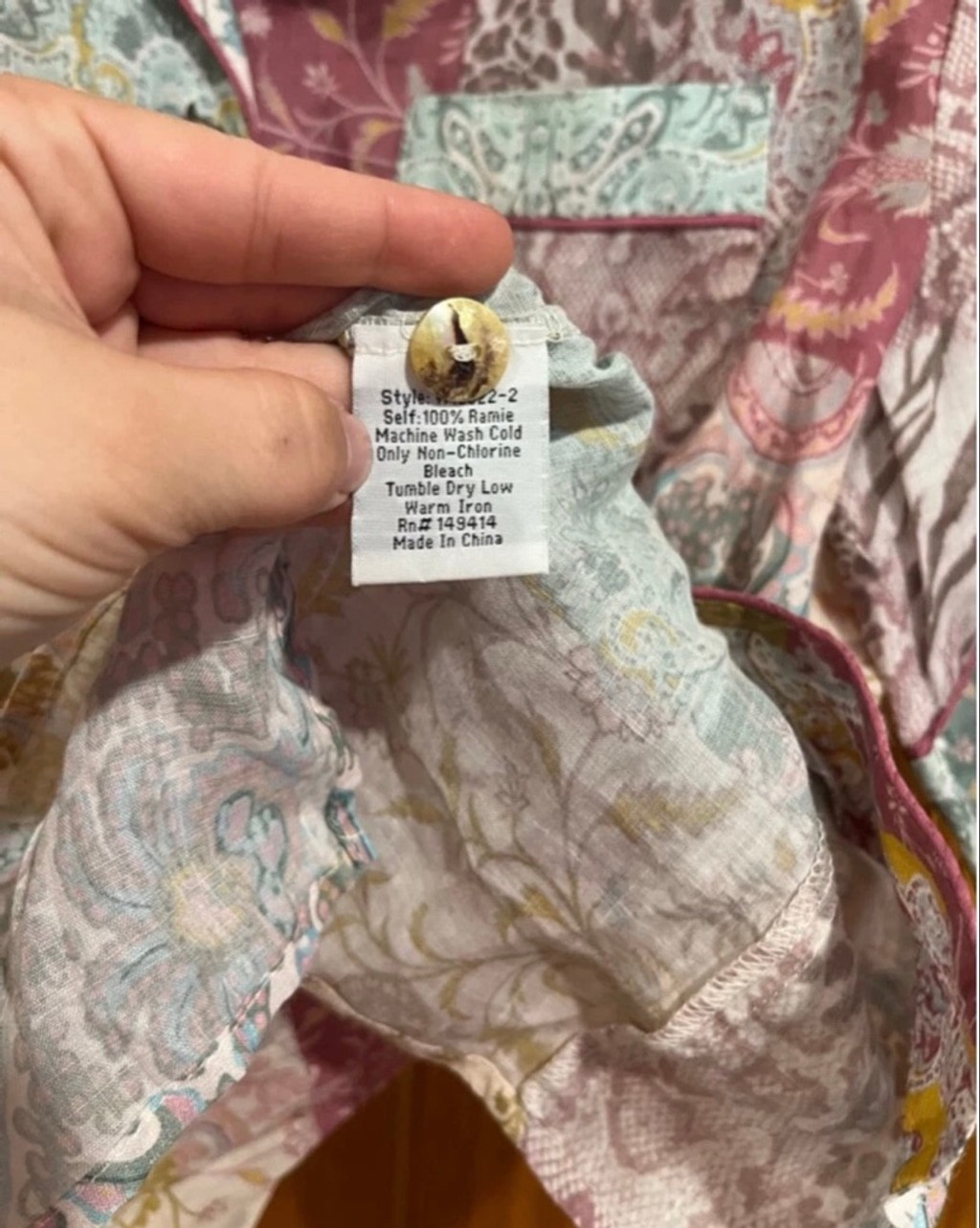 Johnny Was Workshop Patchwork Ramie Button Down B… - image 3