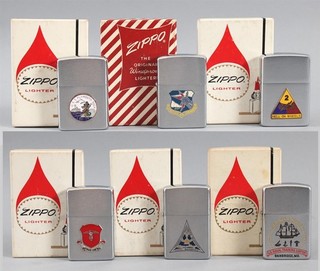 6 Vintage ZIPPO USS Plymouth Rock Air Command Naval Training Military Lighters