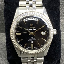 Rare TITONI Cosmo King President Rotomatic Black Dial Day Date Watch Men Vintage