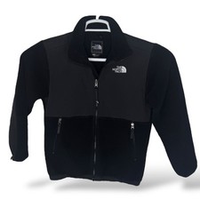 The North Face Jacket Boys Large Denali Fleece Black Gray Polartec Zip Up EUC