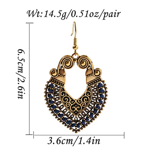 Mujeres Boho Patrón Retro Puño Ahuecado Elegante Gancho Pendientes Joyería Regalo - Imagen 70 de 140