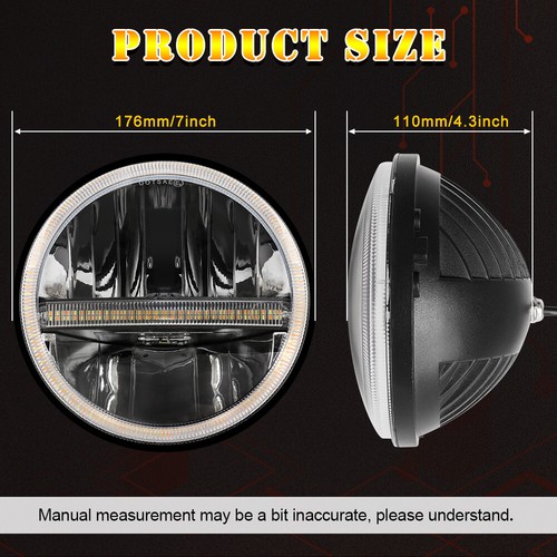 2pcs Fit CHEVY CAMARO 1967-1981 7" Inch Round LED Headlights Hi/Lo Beam Halo DRL - Bild 6 von 12