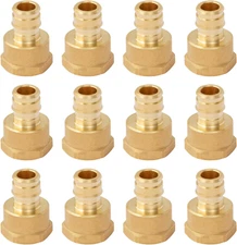 12 Pack Pex a Expansion 1/2" X 1/2" Female NPT Adapter Brass Fitting, No Lead Br