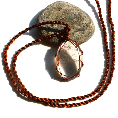 Collar Hecho a Mano Natural Brasileño Cuarzo Rutilado Boho Macramé Reiki Cristal - Imagen 11 de 13