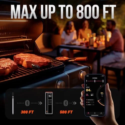 Meat Thermometer Digital Wireless, 800FT Long Range Bluetooth Cooking