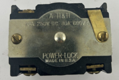 Arrow Hart 20403 Black Power Lock Single Receptacle GROUNDED 4 Wire Bakelite