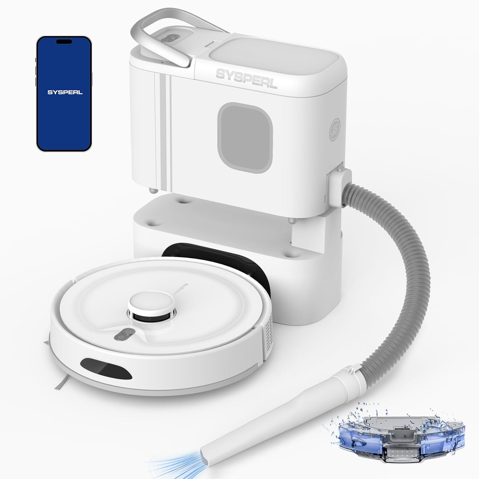Robot Vacuum and Mop Combo with Self-Emptying Feature, 80-Day Dust Storage, Compact Handheld Design for Effortless Cleaning-image