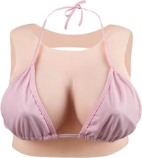 Silicone Breastplate Fake Boob round Collar Hollow Back Realistic Fake Breast Fo