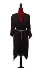 BCBG MAXAZRIA High Lo Hankerchief Maxi Black Ruffled Dress Size Medium