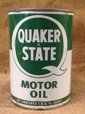 Vintage Full QUAKER STATE Red Top  Metal Motor Oil Can Unopened , Gas And Oil