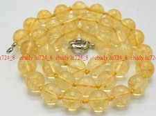Natural 6/8/10mm Healing Yellow Citrine Quartz Crystal Round Beads Necklace 18''