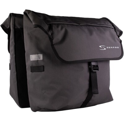 Serfas PB-2 Doppelgepäckträgertasche - 40L Touring Gepäckträgertasche - Schwarz/Dunkelgrau